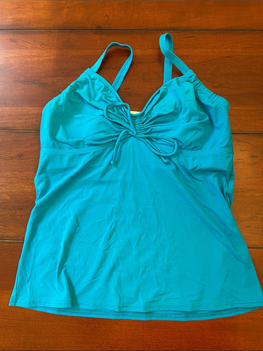 Lands' End Turquoise Teal Tankini Swim Top 10 Tall Adjustable
